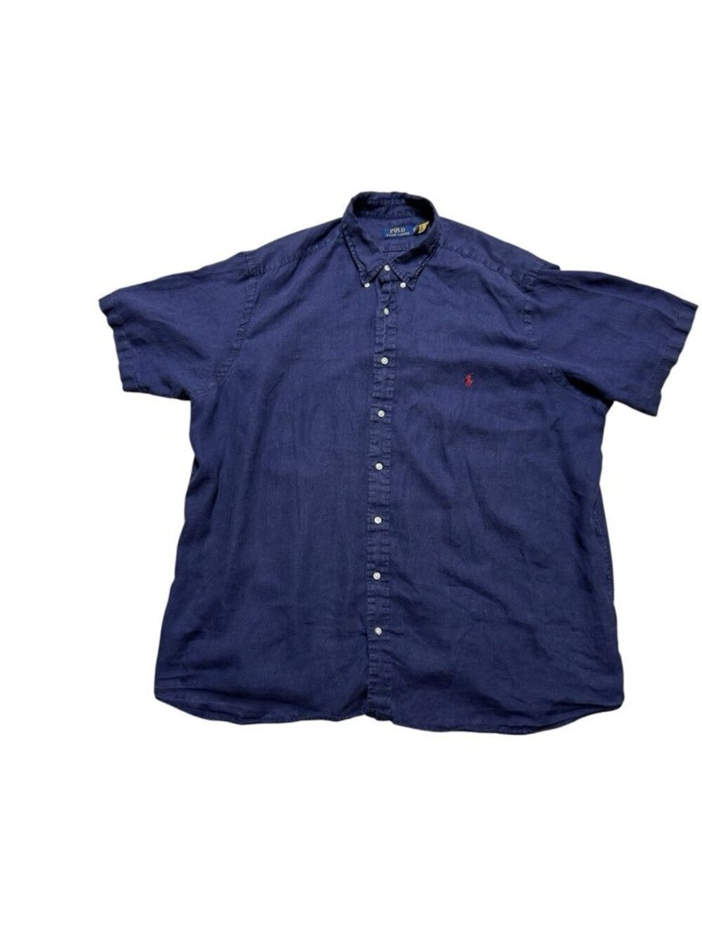 Polo Ralph Lauren Linen Shirt 2XB Big Tall Navy Short Sleeve Button